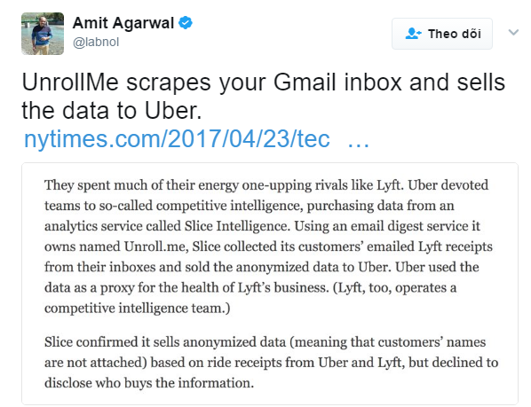 hủy nhận bản tin hàng loạt trong Gmail unroll.me